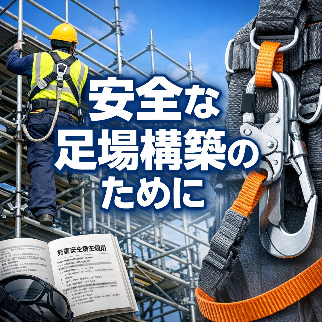 安全な足場構築のために。労働安全衛生規則と墜落制止用器具を学ぶ